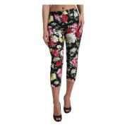 Elegante Bloemen Cropped Broek Dolce & Gabbana , Multicolor , Dames