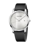 City Horloge Leren Band Kwarts Tijd Calvin Klein , Gray , Heren