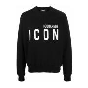 Zwarte Icon Logo Crew Neck Sweater Dsquared2 , Black , Heren