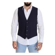 Elegante donkerblauwe formele vest Dolce & Gabbana , Blue , Heren