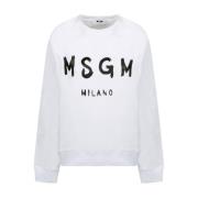 Wit Logo Print Sweatshirt Msgm , White , Dames