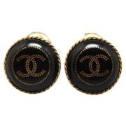 Pre-owned Metal earrings Chanel Vintage , Black , Dames