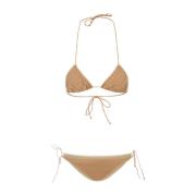 Gouden Lurex Driehoek Bikini Oseree , Beige , Dames