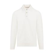 Cashmere Knit Polo Shirt Brunello Cucinelli , Beige , Heren