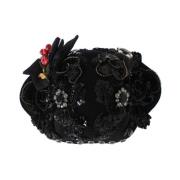 Zwarte kristalversierde Cloche-hoed Dolce & Gabbana , Black , Dames
