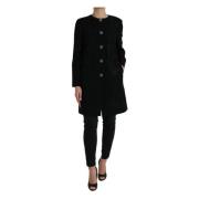 Bloemen wollen trenchcoat met knopen Dolce & Gabbana , Black , Dames