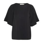 Zwarte Top met Halve Mouwen InWear , Black , Dames