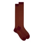 Burgundy Twin-Rib Cotton Socks Gallo , Multicolor , Heren