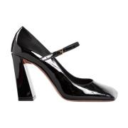 Zwarte Patent Mary Jane Blokhak Amina Muaddi , Black , Dames