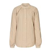 Gestreepte Nehru Kraag Shirt Massimo Alba , Beige , Dames