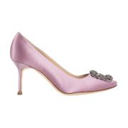 Kristallen gesp stiletto hak in roze Manolo Blahnik , Pink , Dames