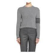 Cropped Cable Gebreide Trui Thom Browne , Gray , Dames