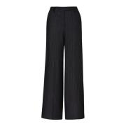 Pinstriped Linen Drop-Crotch Trousers Massimo Alba , Blue , Dames