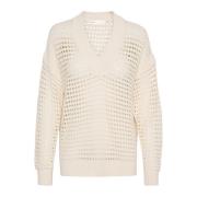 Witte Gebreide Trui met Cool Patroon InWear , Beige , Dames