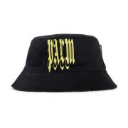 Gothic Logo Bucket Hat Zwart Lime Palm Angels , Black , Heren