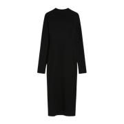 Elegante Midi Jurk met Hoge Hals Sportmax , Black , Dames