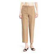 Hoge Taille Beige Twill Broek Max Mara , Beige , Dames