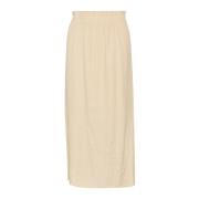 Eenvoudige Sandshell Rok met Split Soaked in Luxury , Beige , Dames