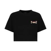T-Shirt Crop MET Print F**k , Black , Dames