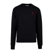 Zwarte Crew-neck Sweatshirt met Iconisch Borduurwerk Ami Paris , Black...