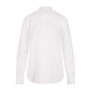 Witte Katoenen Mandarin Kraag Shirt Off White , White , Dames
