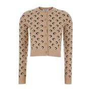 Maan Jacquard Cardigan Sweater Marine Serre , Beige , Dames