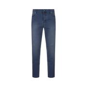 Blauwe Tapered Denim Jeans Kiton , Blue , Heren