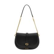 Zwarte schoudertas met gouden details Guess , Black , Dames