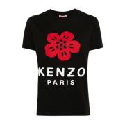 Zwarte Bloem Motief T-shirt Kenzo , Black , Dames