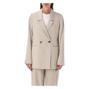 Beige Linnen Diana Blazer Jas Anine Bing , Beige , Dames