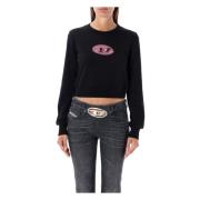 Zwart Rose Gebreide Trui Sweatshirt Aw24 Diesel , Black , Dames