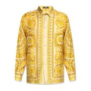 Zijden Overhemd Versace , Yellow , Heren