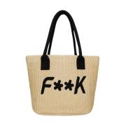 Basket Beachbag F**k , Beige , Dames