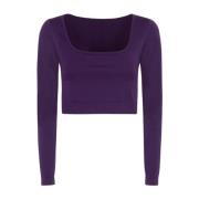 T-Shirt Crop Lange Mouwen Naadloos F**k , Purple , Dames