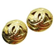 Pre-owned Metal earrings Chanel Vintage , Yellow , Dames