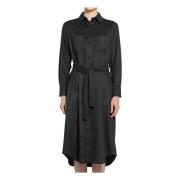 Zwarte overhemdjurk met zakken Thom Browne , Black , Dames