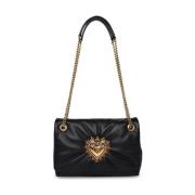 Zwarte Nappa Leren Devotion Tas Dolce & Gabbana , Black , Dames