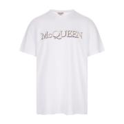 Witte Katoenen T-shirt Ronde Hals Korte Mouw Alexander McQueen , White...