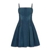 Wijd uitlopende denim jurk Alexander McQueen , Blue , Dames