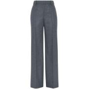 Wijde Pijp Wol Kasjmier Broek Brunello Cucinelli , Gray , Dames