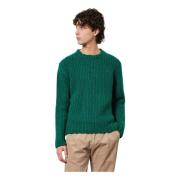 Zachte Bio Wol Crewneck Sweater Massimo Alba , Green , Heren