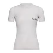 Logo Geborduurde Crew Neck T-shirt Balenciaga , White , Dames