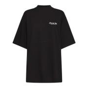 Zwart Logo T-shirt Ronde Hals Balenciaga , Black , Dames