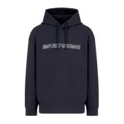 Navy Blue Hoodie Logo Emporio Armani , Blue , Heren