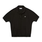 Casual Ribbed Collar Polo Shirt Lacoste , Black , Dames