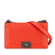 Pre-owned Leather crossbody-bags Chanel Vintage , Orange , Dames