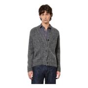 Mohair Silk Cardigan G5 Stitch Massimo Alba , Gray , Heren