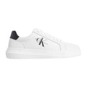 witte leren sneakers Calvin Klein , White , Heren