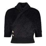 V-hals Sweater met Versierde Knopen Balmain , Black , Dames
