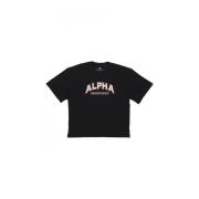 College Tee Zwart Streetwear Alpha Industries , Black , Heren